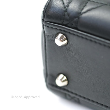 Christian Dior Cannage Mini Lady Dior Black Silver Hardware
