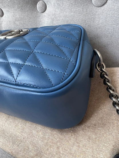 Gucci Aria GG Blue Marmont Small Shoulder Bag ( 1250)
