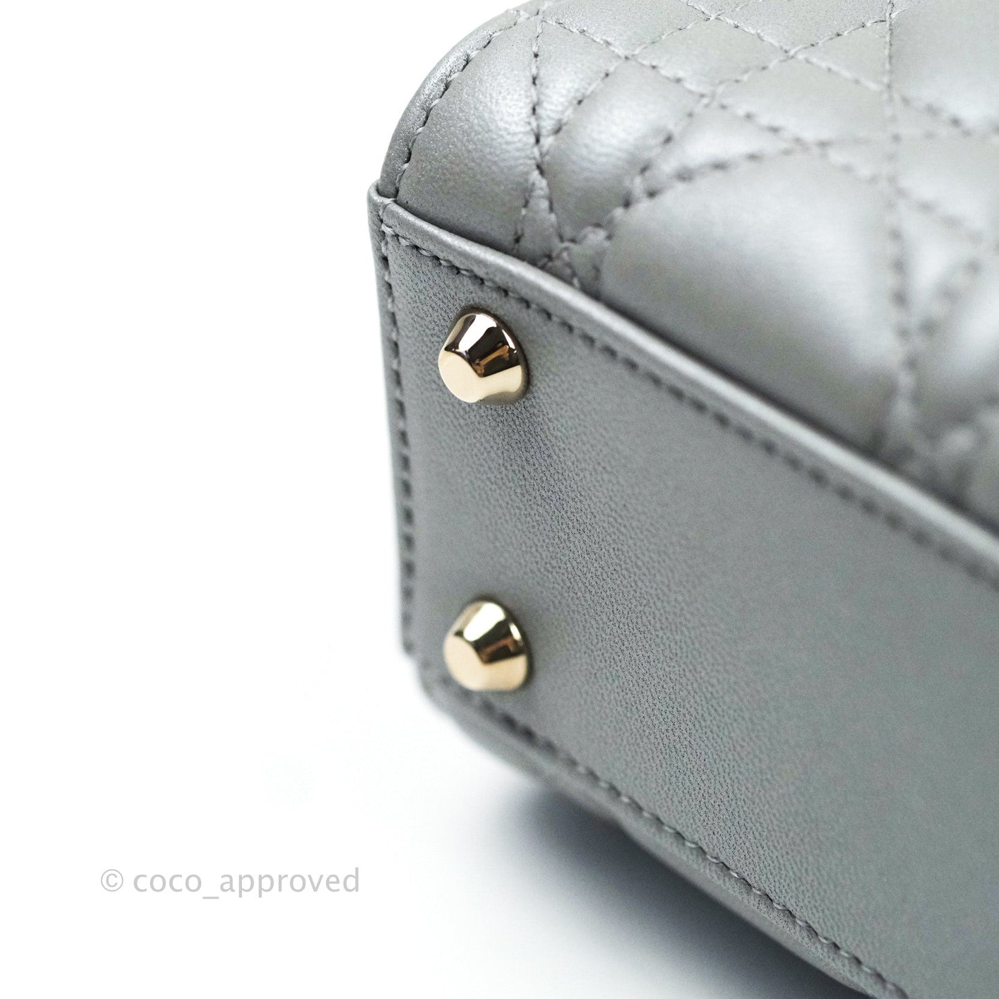 Christian Dior Calfskin Cannage Mini Lady Dior Grey