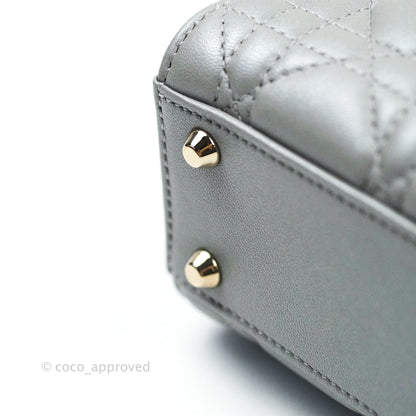 Christian Dior Calfskin Cannage Mini Lady Dior Grey