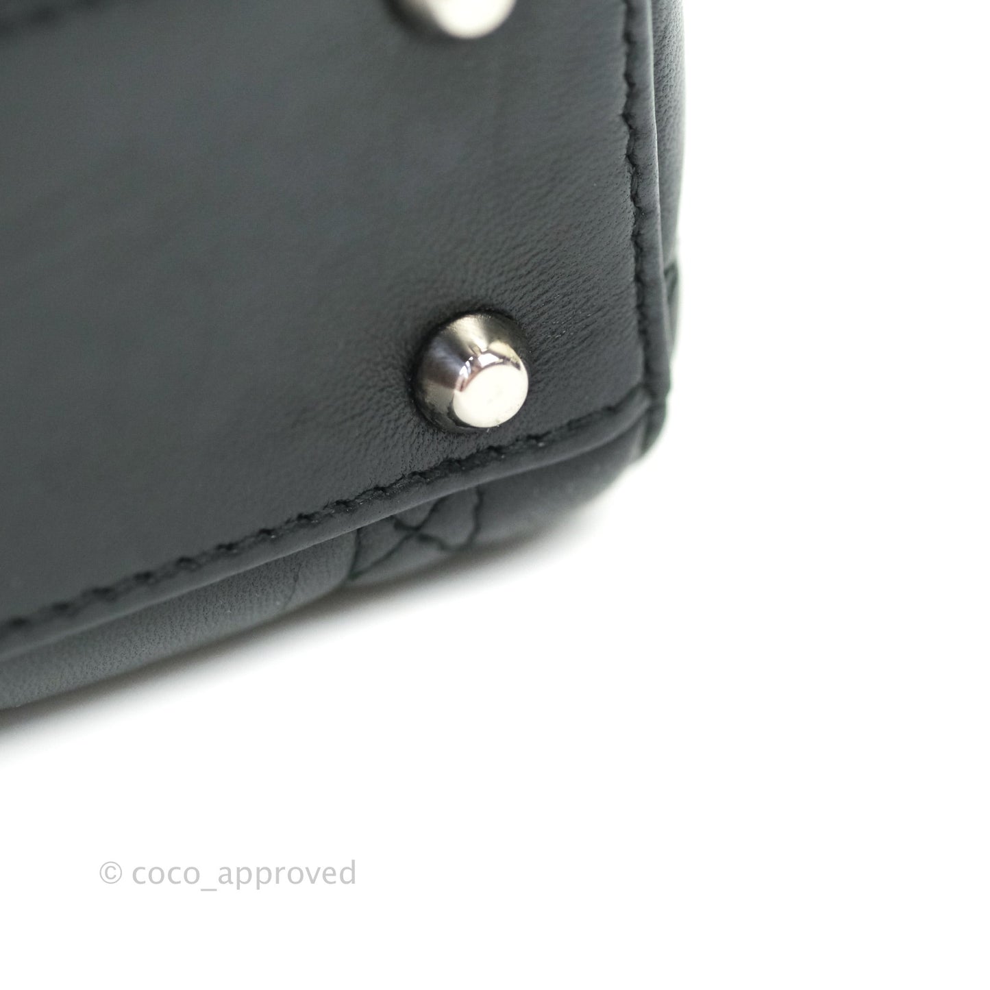 Christian Dior Cannage Mini Lady Dior Black Silver Hardware