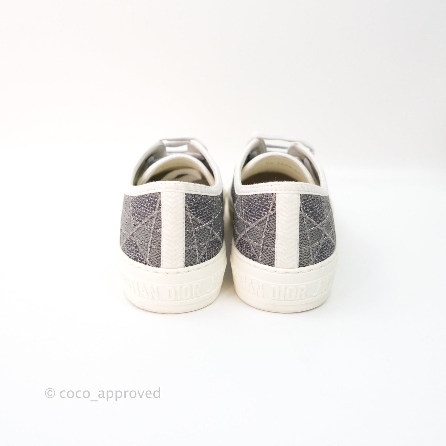 Christian Dior WalknDior Gray Cannage Embroidered Metallic Cotton