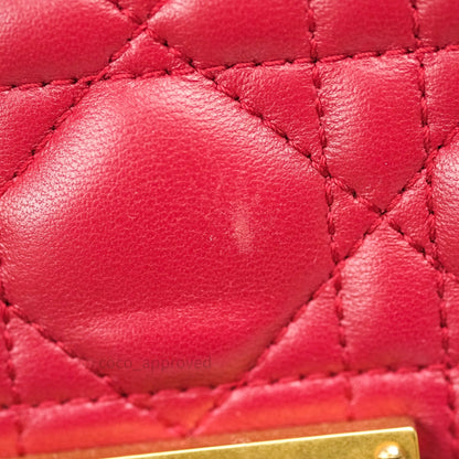 Christian Dior Lambskin Cannage Small Dioraddict Flap Bag Red Gold Hardware