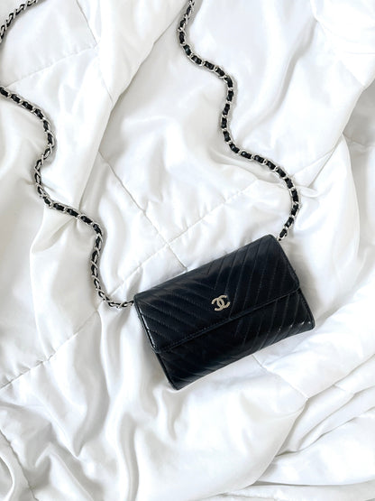 Chanel V-Stitch Lambskin Wallet on Chain
