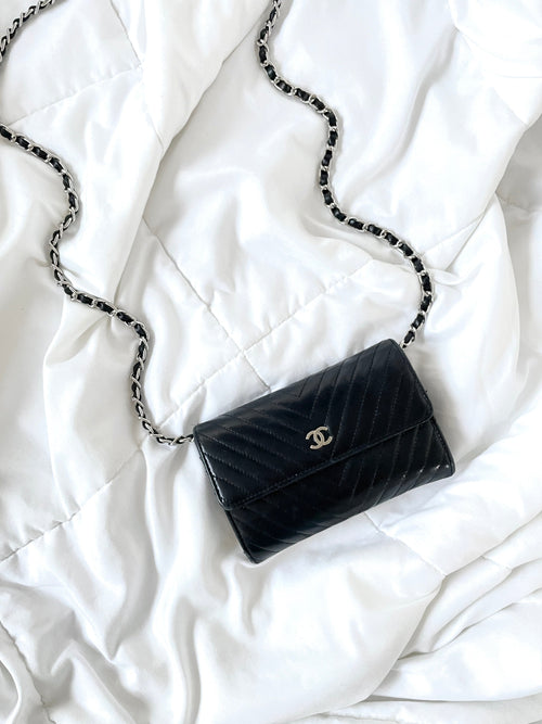 Chanel V-Stitch Lambskin Wallet on Chain