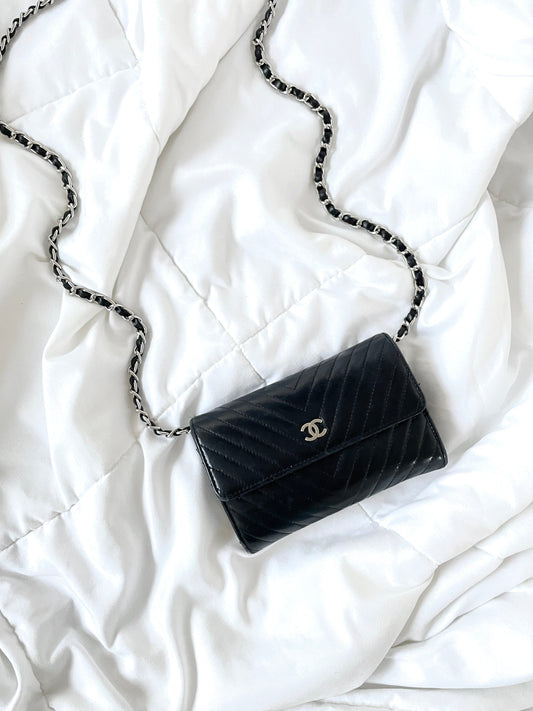 Chanel V-Stitch Lambskin Wallet on Chain