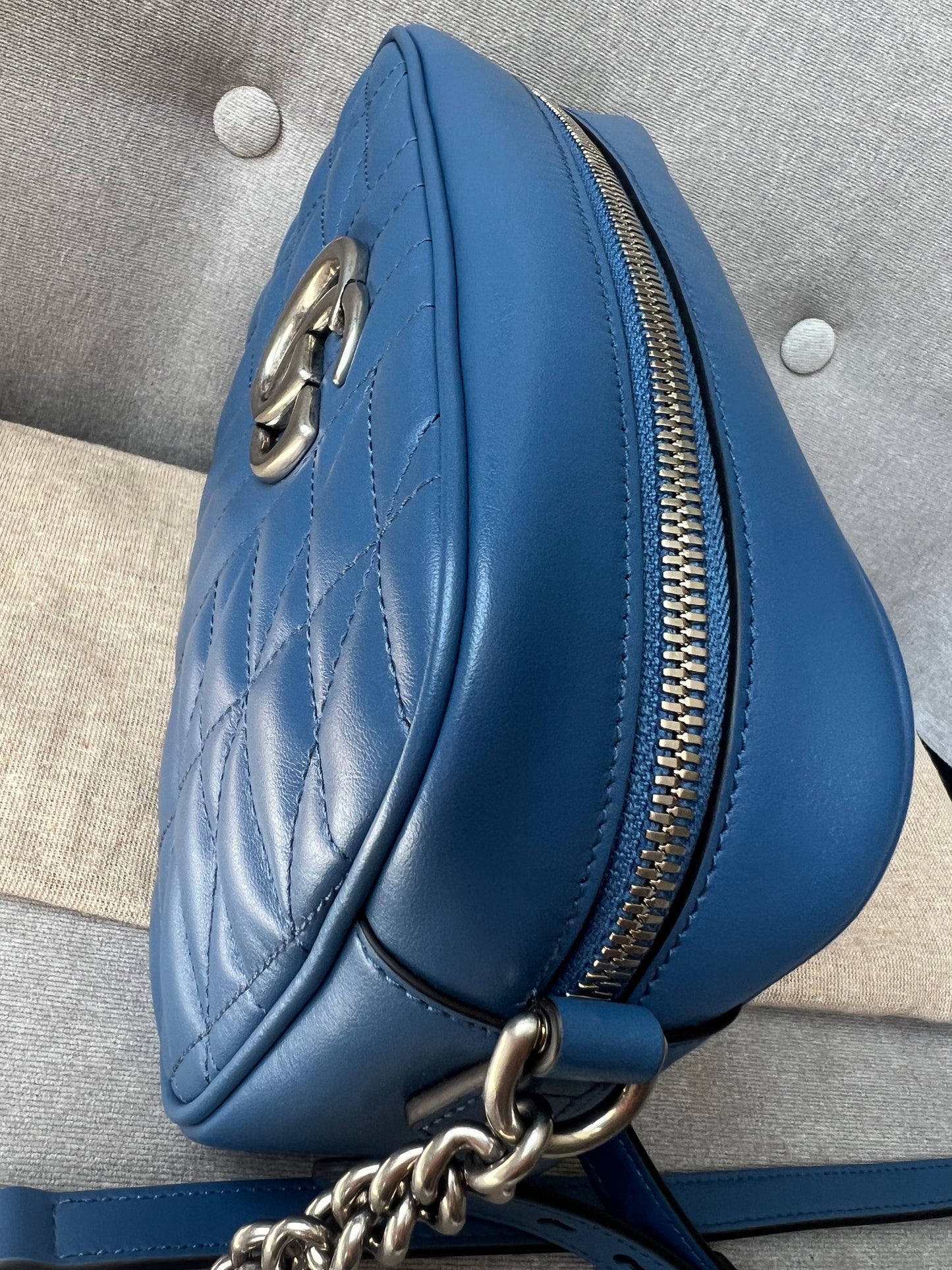 Gucci Aria GG Blue Marmont Small Shoulder Bag ( 1250)