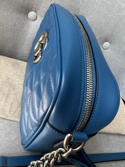 Gucci Aria GG Blue Marmont Small Shoulder Bag ( 1250)