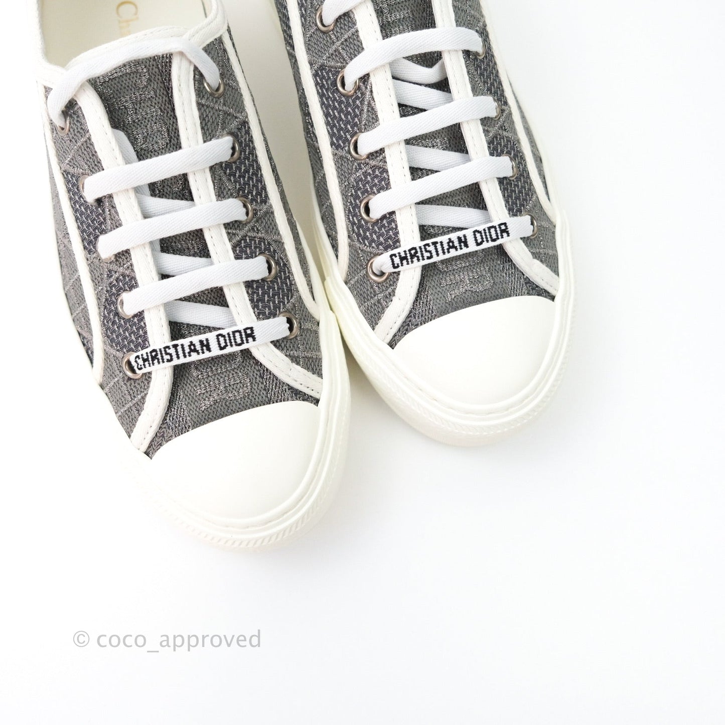 Christian Dior WalknDior Gray Cannage Embroidered Metallic Cotton