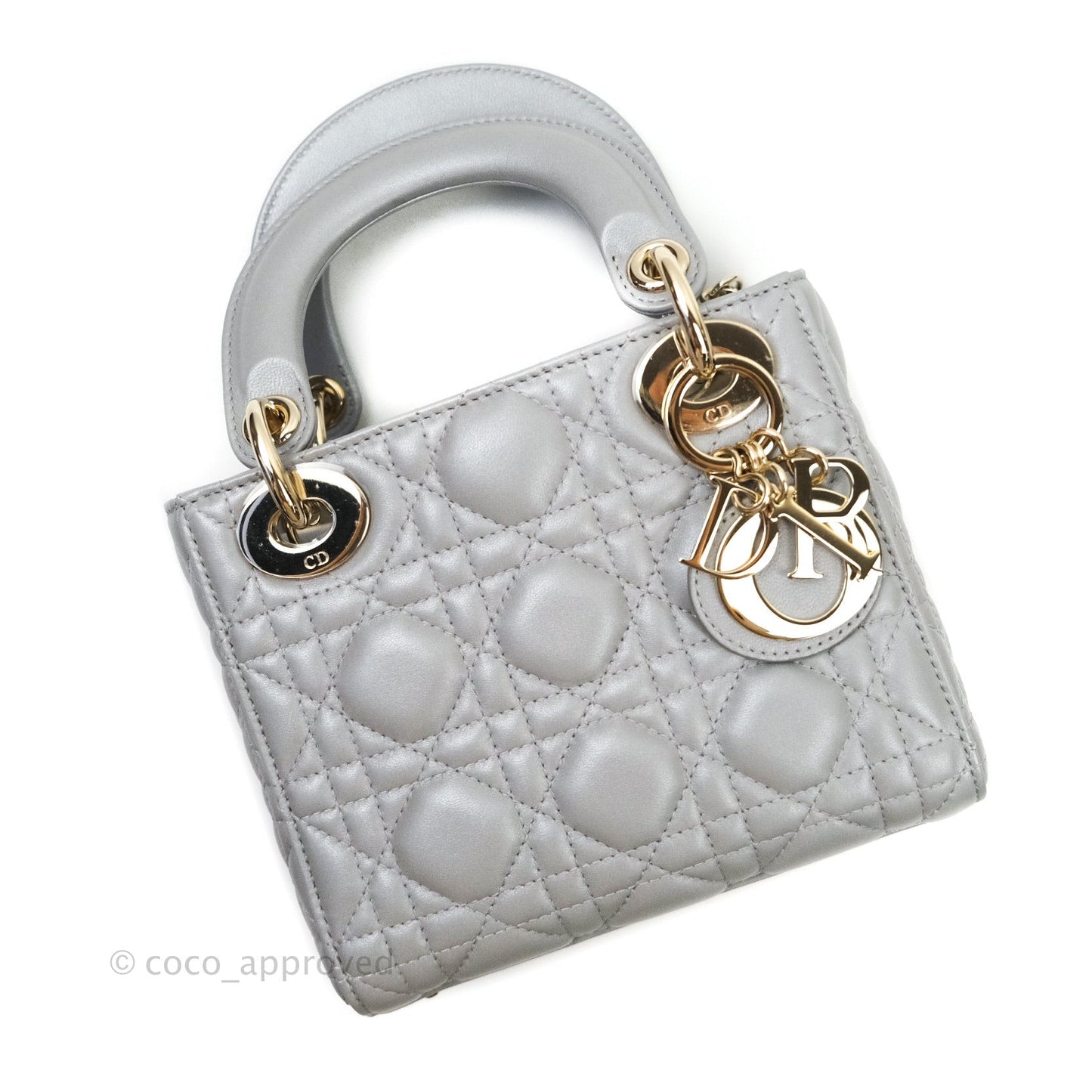 Christian Dior Calfskin Cannage Mini Lady Dior Grey