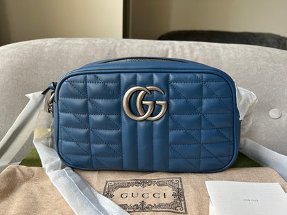 Gucci Aria GG Blue Marmont Small Shoulder Bag ( 1250)
