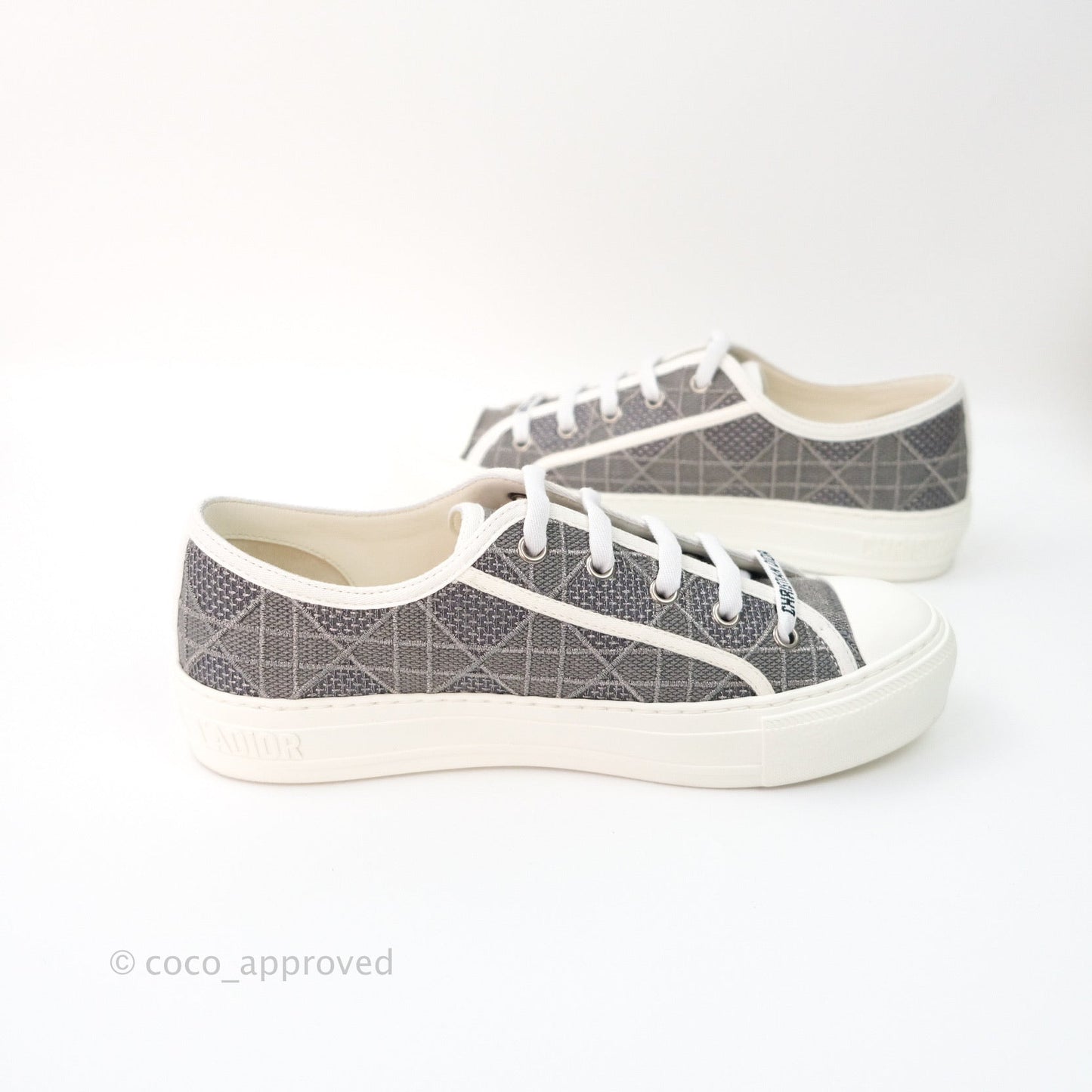 Christian Dior WalknDior Gray Cannage Embroidered Metallic Cotton