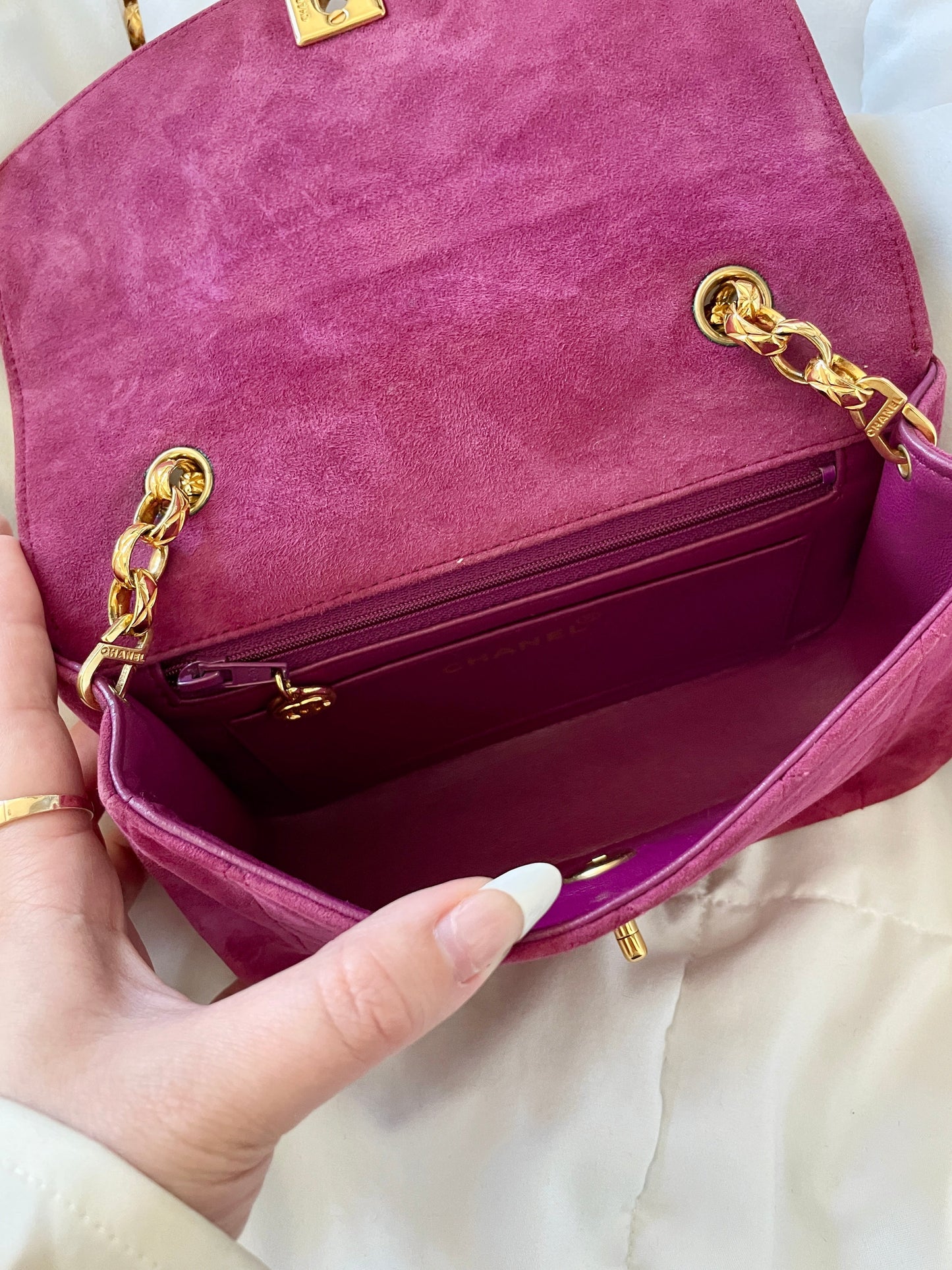 Extremely Rare Chanel Suede Mini Diana Bag