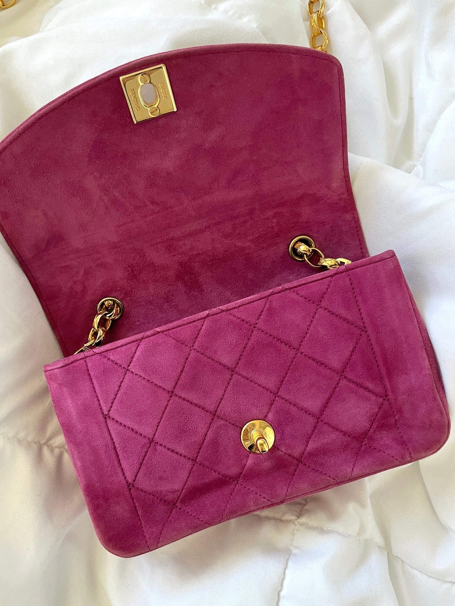Extremely Rare Chanel Suede Mini Diana Bag