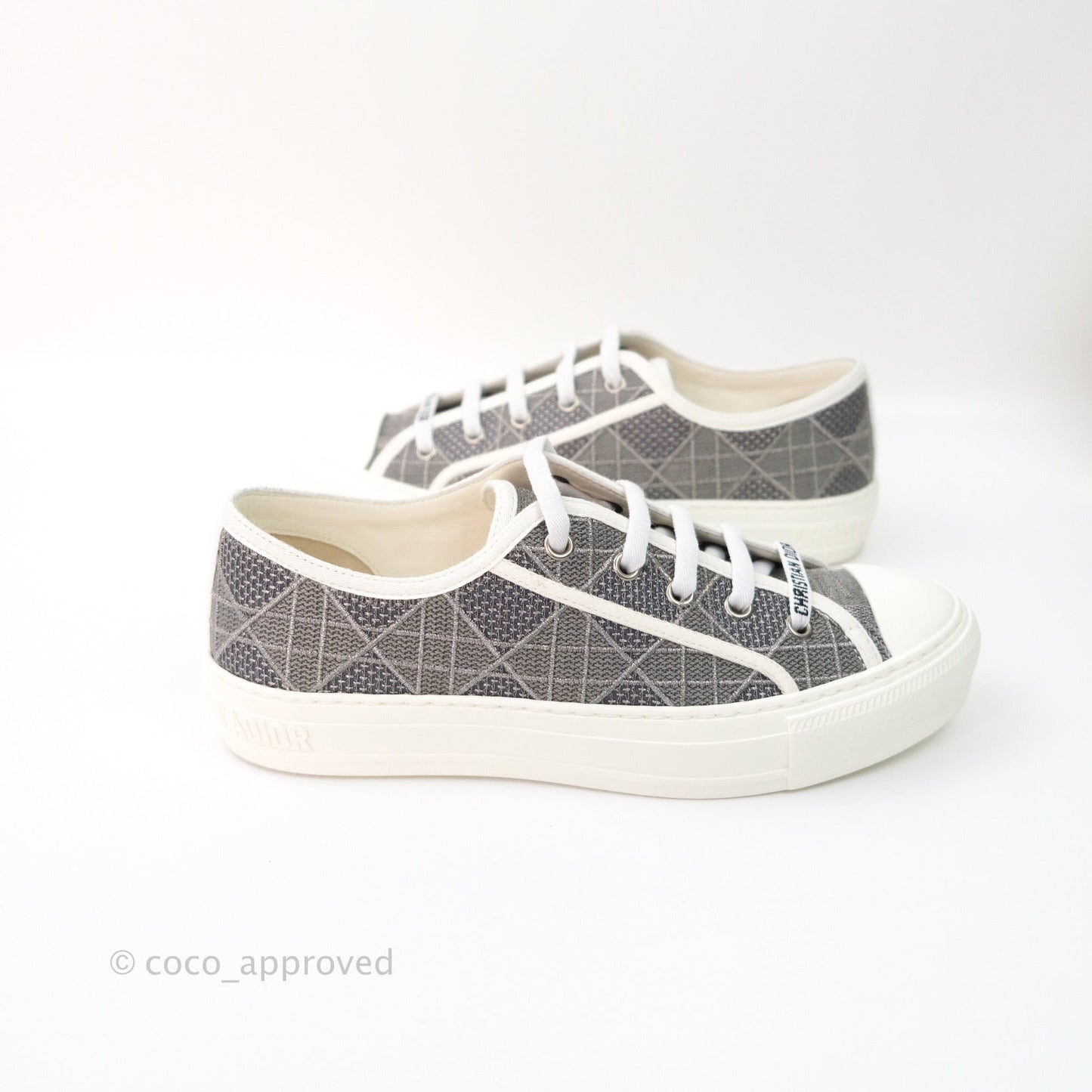 Christian Dior WalknDior Gray Cannage Embroidered Metallic Cotton