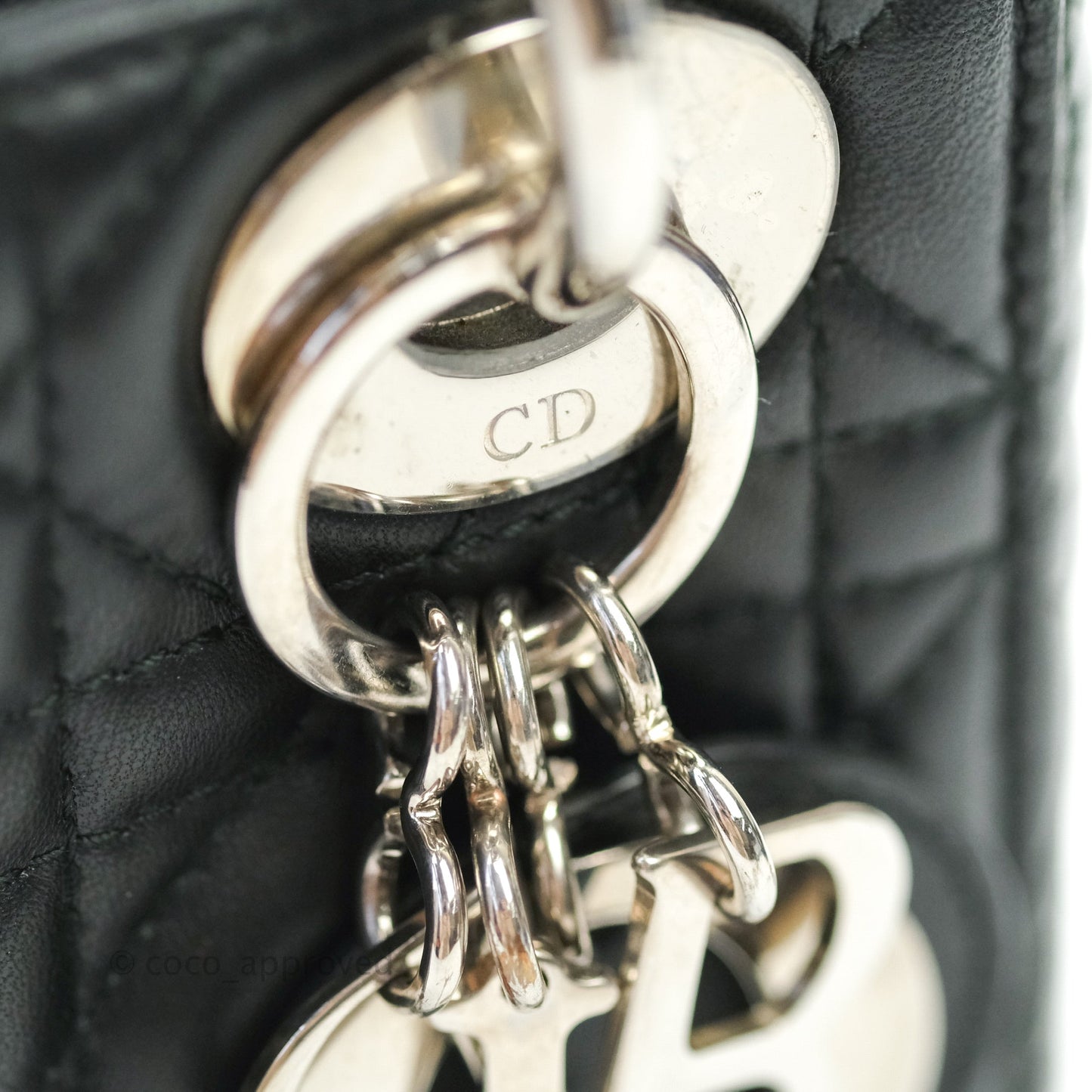 Christian Dior Cannage Mini Lady Dior Black Silver Hardware