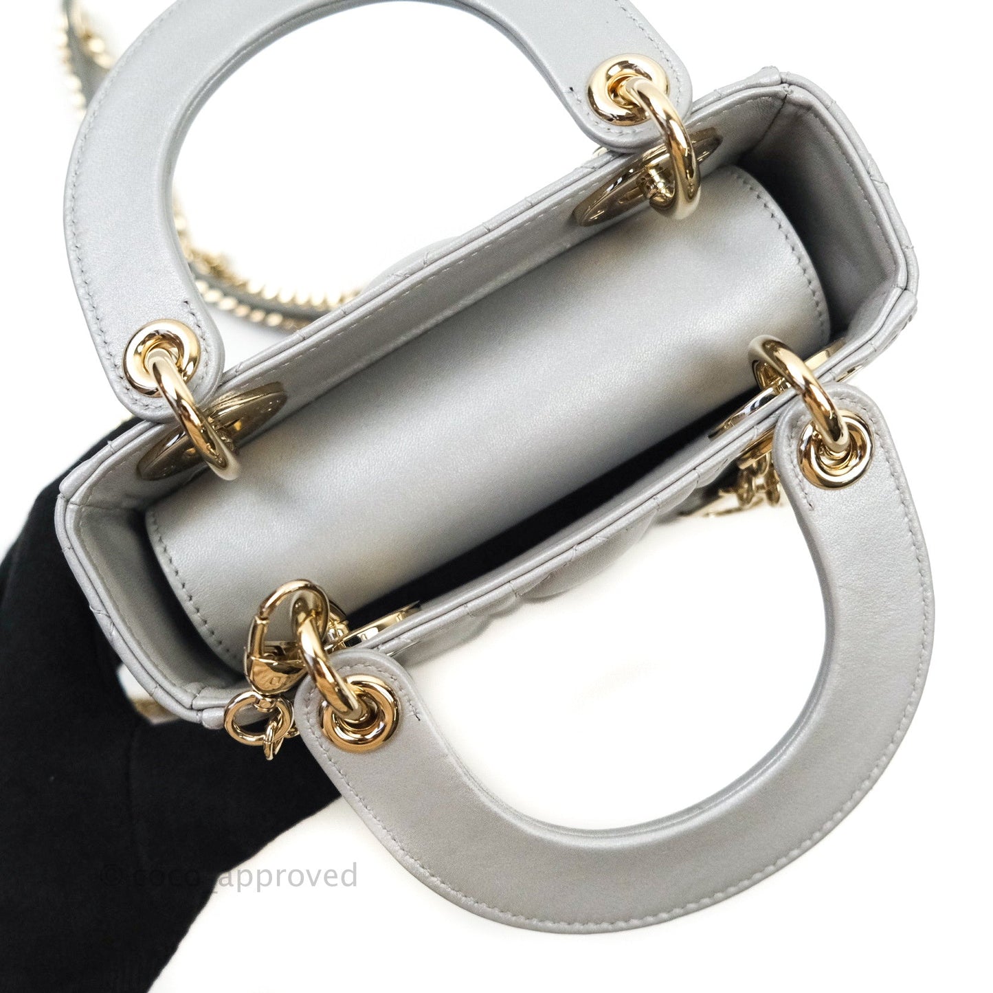 Christian Dior Calfskin Cannage Mini Lady Dior Grey