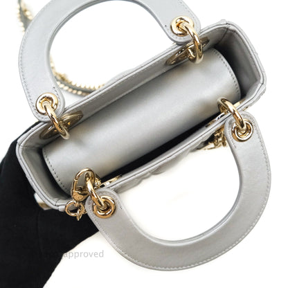 Christian Dior Calfskin Cannage Mini Lady Dior Grey