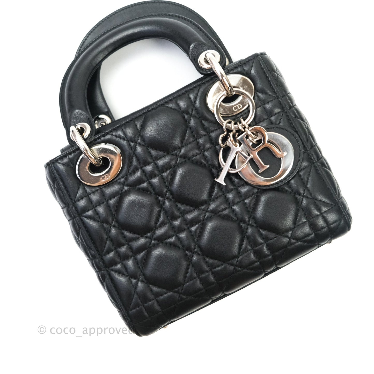 Christian Dior Cannage Mini Lady Dior Black Silver Hardware