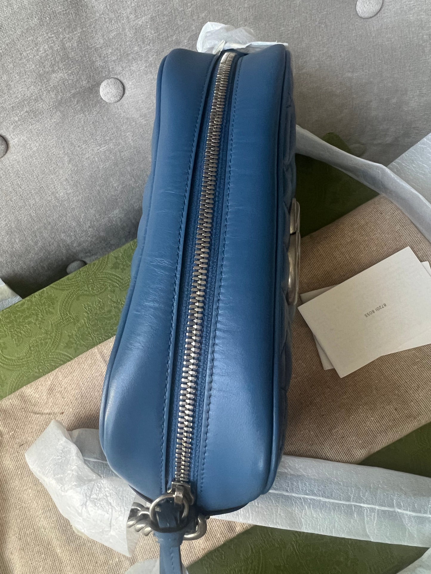 Gucci Aria GG Blue Marmont Small Shoulder Bag ( 1250)