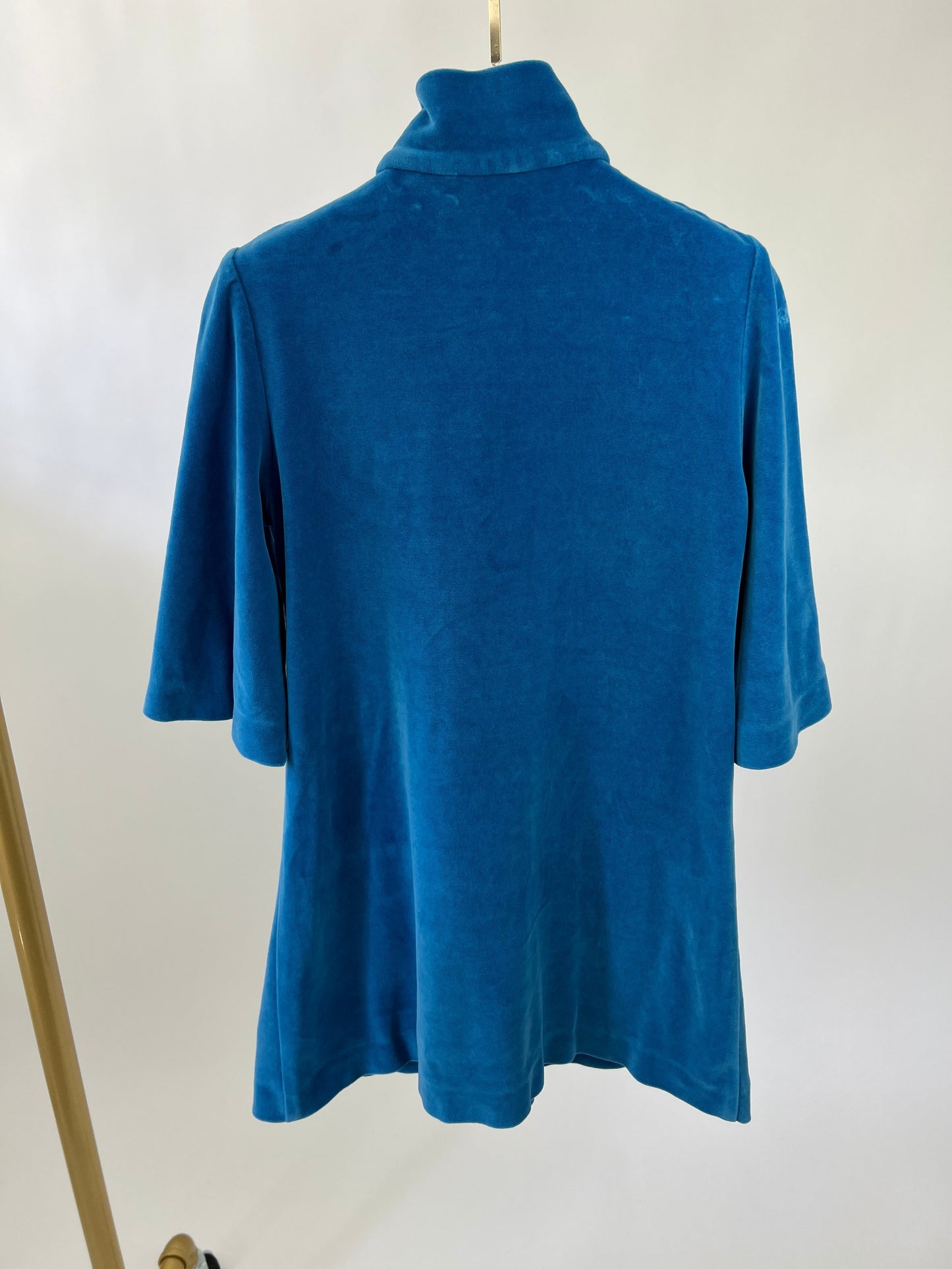 Gucci Blue Velour Quarter Zip Mini Dress with Pocket Detail Size XS (UK 6)