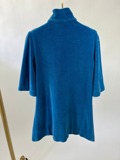 Gucci Blue Velour Quarter Zip Mini Dress with Pocket Detail Size XS (UK 6)