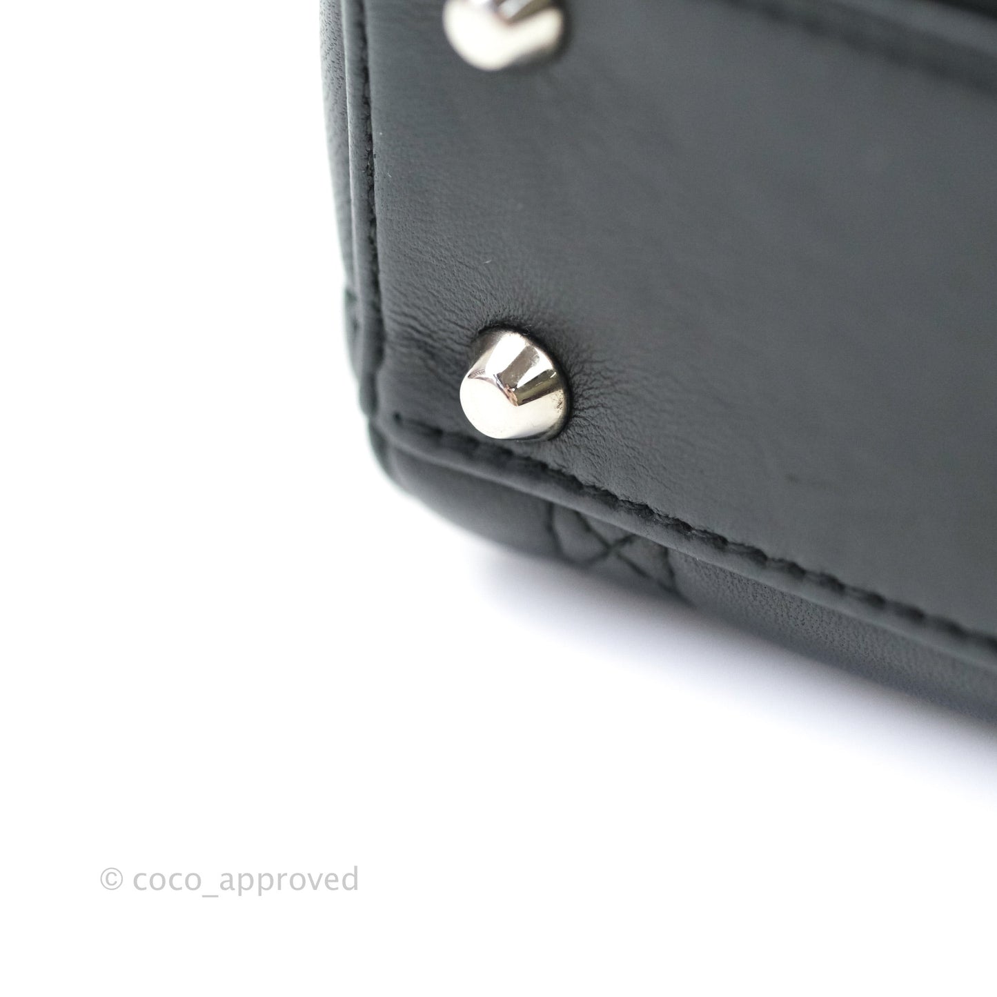Christian Dior Cannage Mini Lady Dior Black Silver Hardware