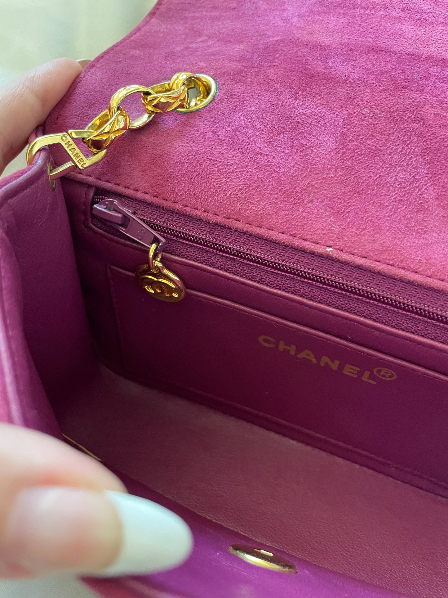 Extremely Rare Chanel Suede Mini Diana Bag