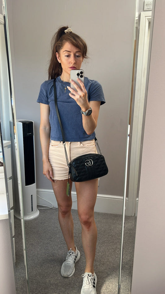 Gucci Aria GG Blue Marmont Small Shoulder Bag ( 1250)