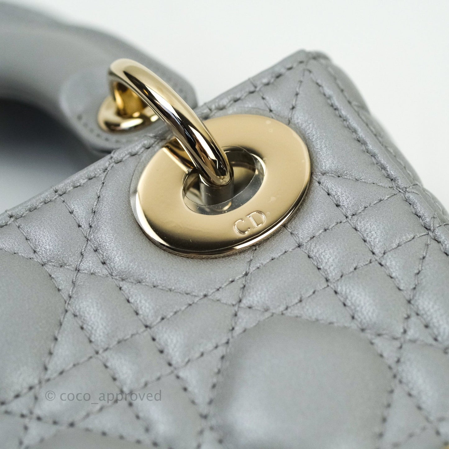 Christian Dior Calfskin Cannage Mini Lady Dior Grey