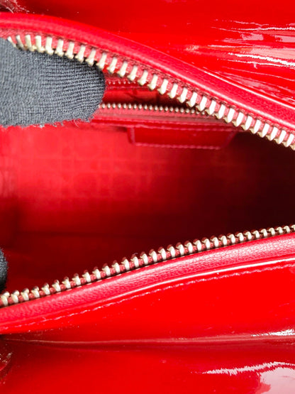 Christian Dior Patent Cannage Medium Lady Dior Red Silver Hardware