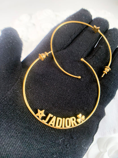 Dior Jadore Hoops Earrings Antique Gold