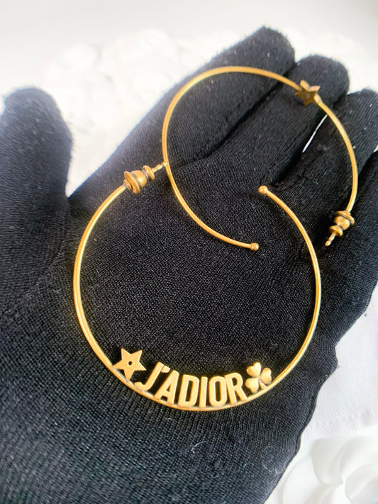 Dior Jadore Hoops Earrings Antique Gold