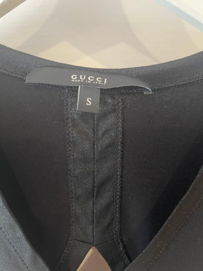 Gucci Black Shirt with Open Back and Small Black Gucci Logo Detail Size Small (UK 8)