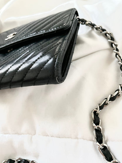 Chanel V-Stitch Lambskin Wallet on Chain