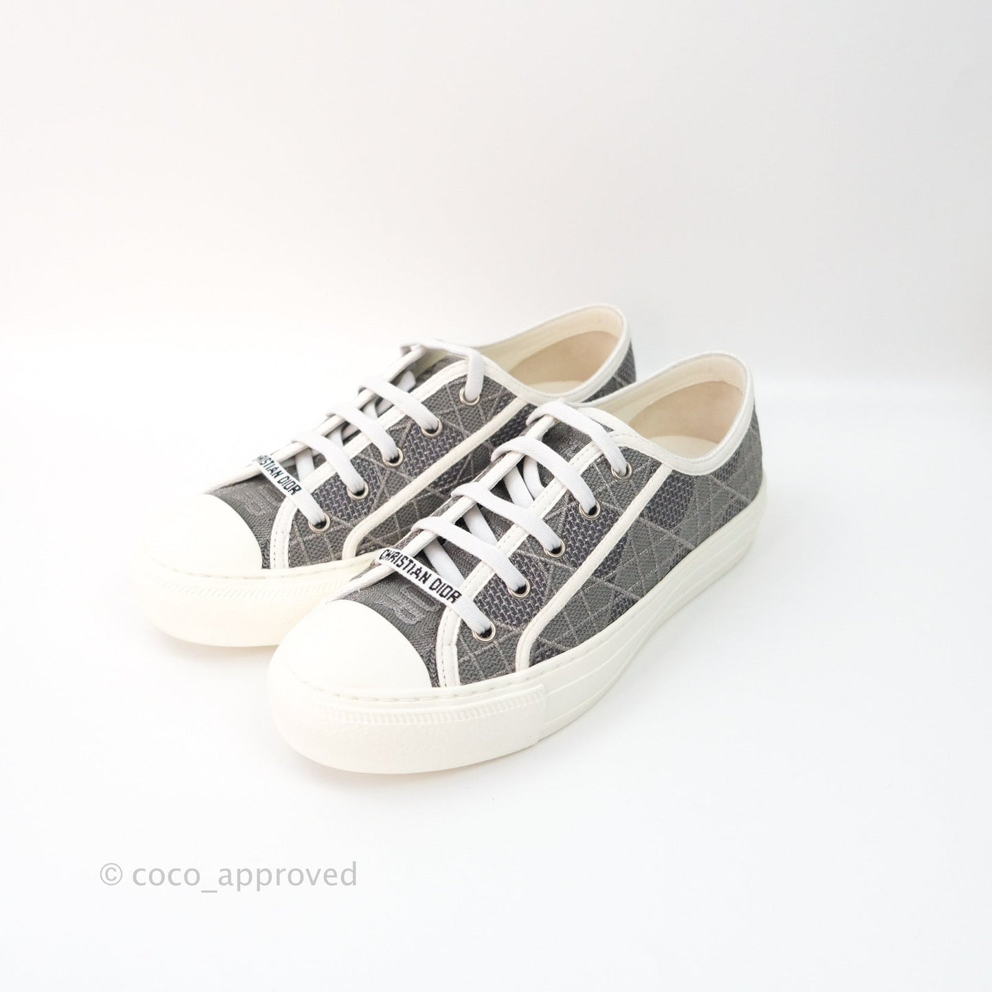 Christian Dior WalknDior Gray Cannage Embroidered Metallic Cotton