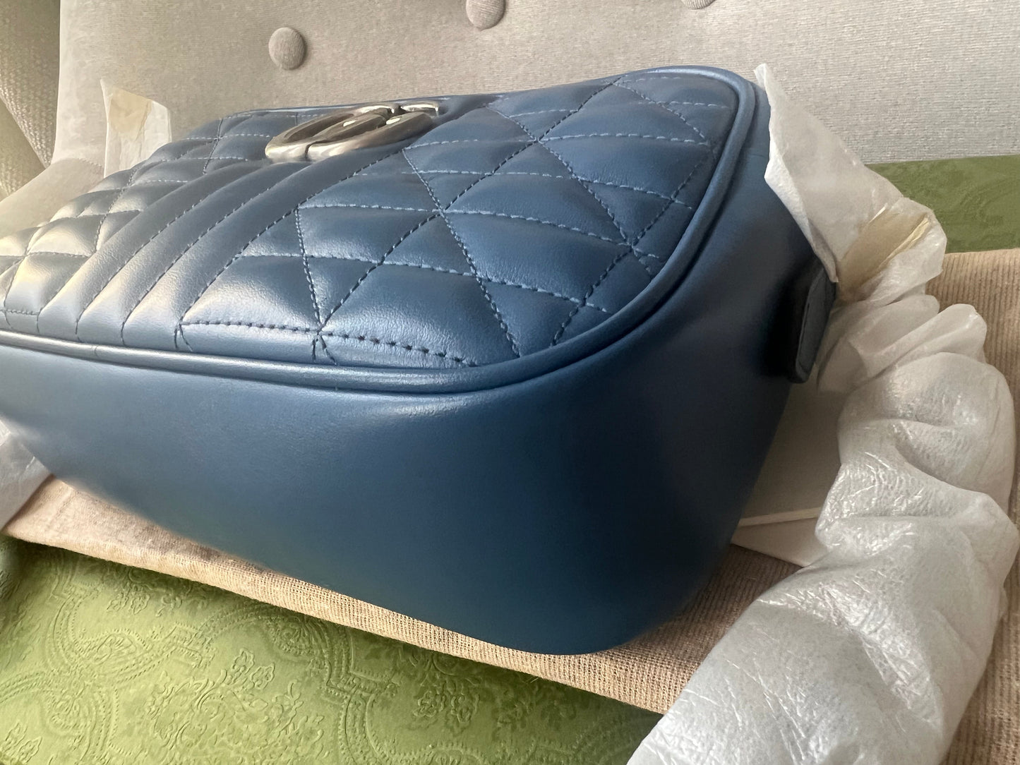 Gucci Aria GG Blue Marmont Small Shoulder Bag ( 1250)