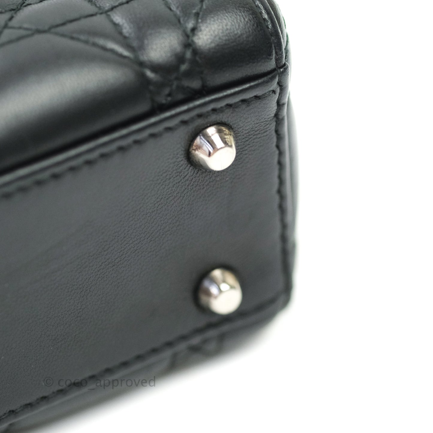Christian Dior Cannage Mini Lady Dior Black Silver Hardware