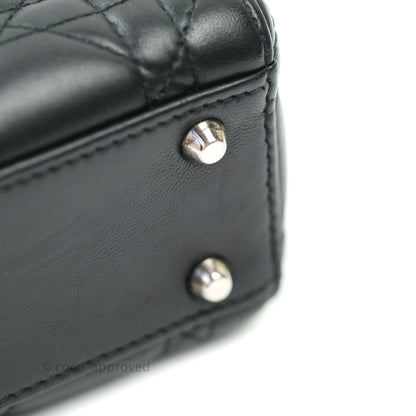 Christian Dior Cannage Mini Lady Dior Black Silver Hardware