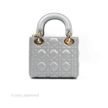 Christian Dior Calfskin Cannage Mini Lady Dior Grey