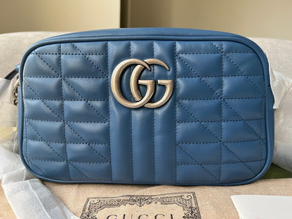 Gucci Aria GG Blue Marmont Small Shoulder Bag ( 1250)