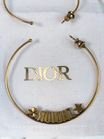 Dior Jadore Hoops Earrings Antique Gold