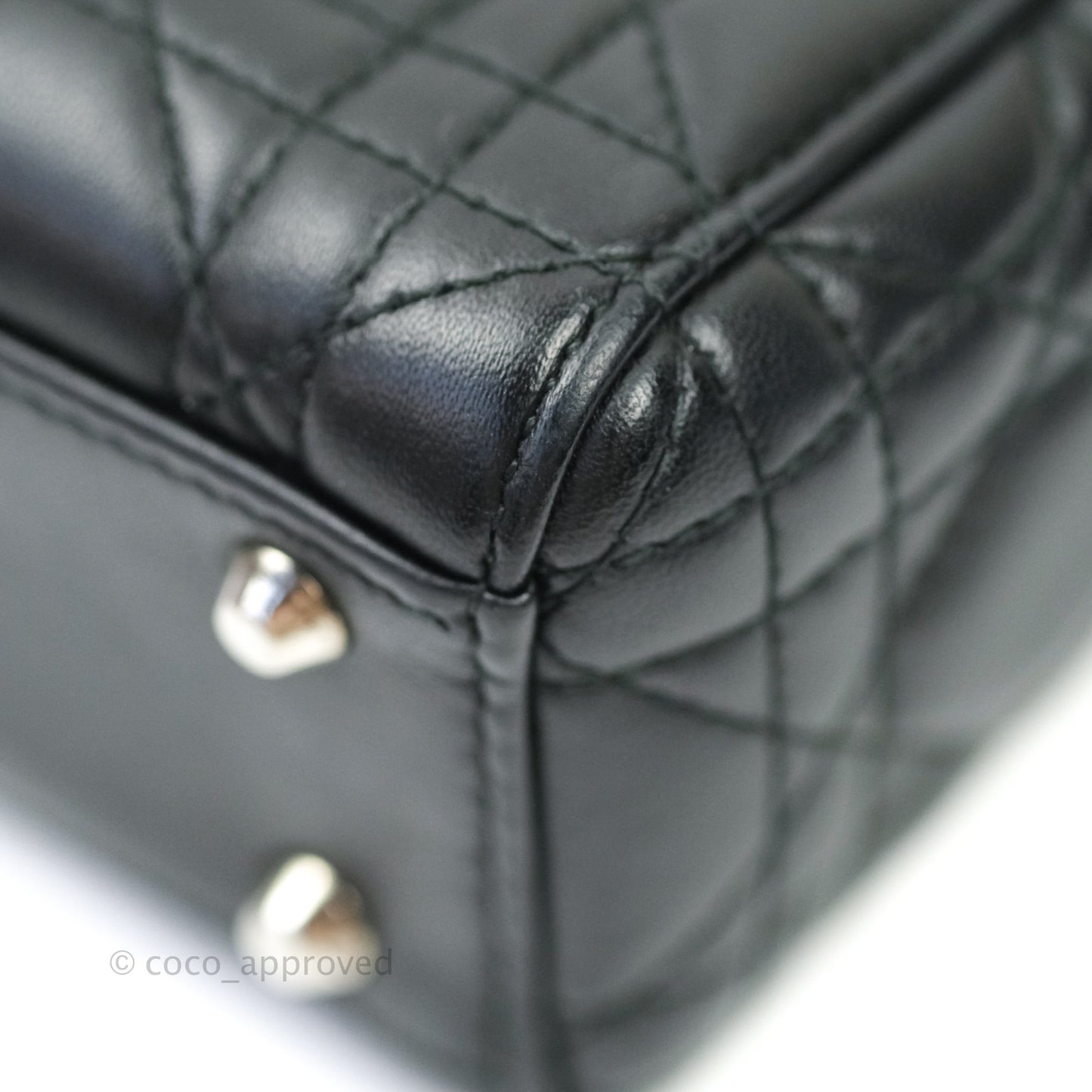 Christian Dior Cannage Mini Lady Dior Black Silver Hardware