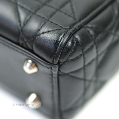 Christian Dior Cannage Mini Lady Dior Black Silver Hardware