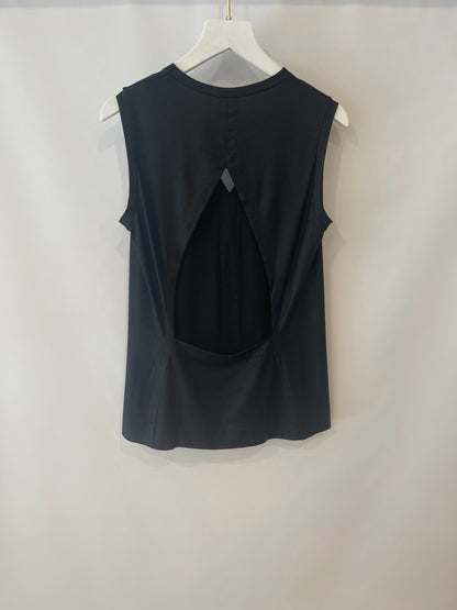 Gucci Black Shirt with Open Back and Small Black Gucci Logo Detail Size Small (UK 8)