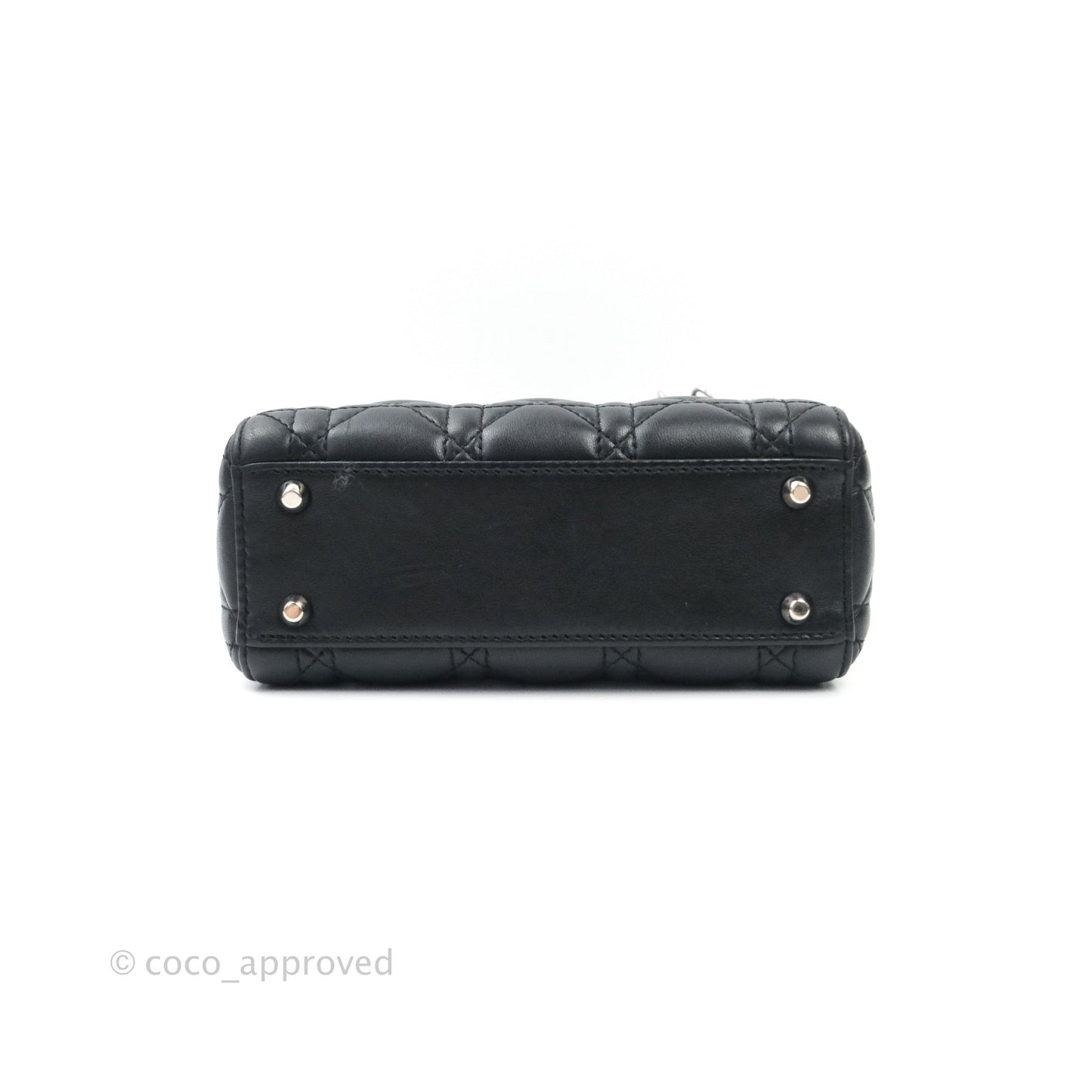 Christian Dior Cannage Mini Lady Dior Black Silver Hardware