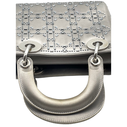 Embellished Satin Mini Lady Dior Grey SHW