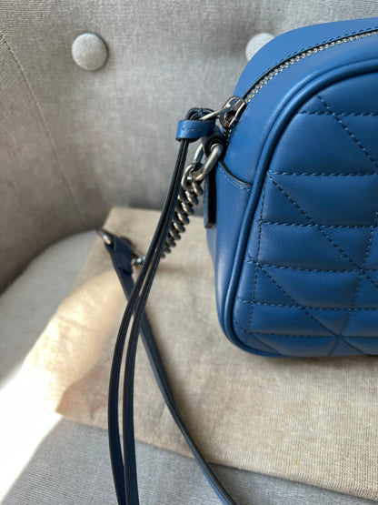 Gucci Aria GG Blue Marmont Small Shoulder Bag ( 1250)
