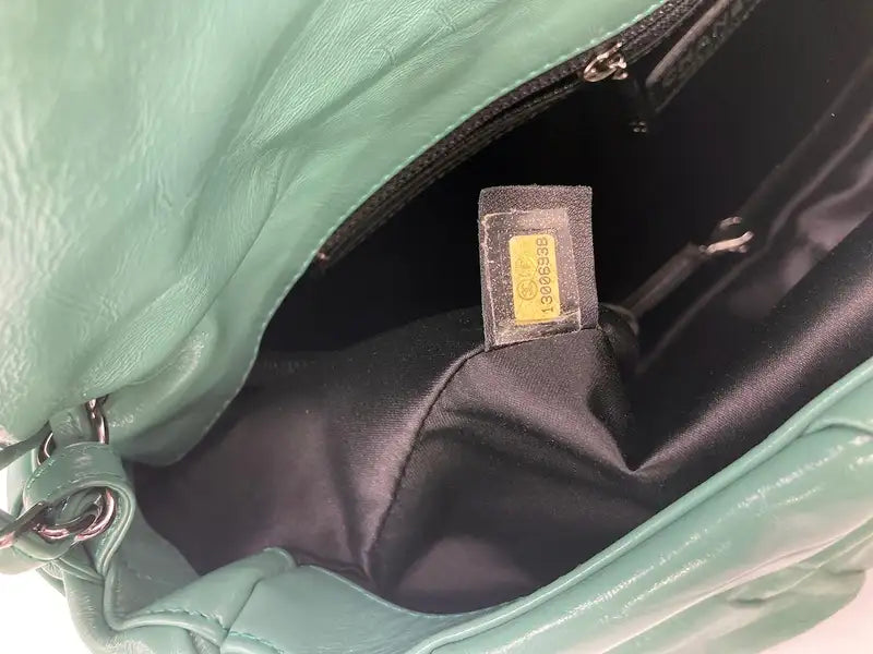 Chanel Teal Pleated Leather Soft Classic Flap