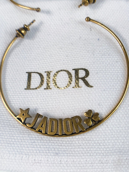Dior Jadore Hoops Earrings Antique Gold